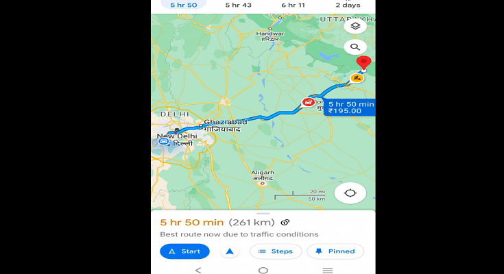 google maps toll price feature