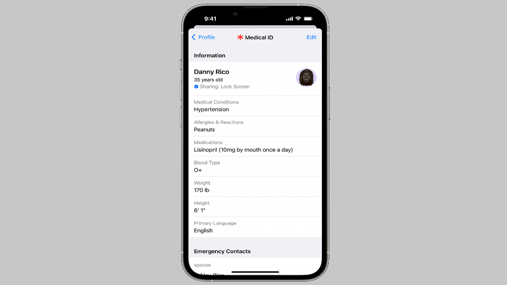 medical id ios setup