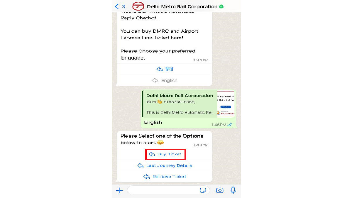 Delhi Metro Tickets On WhatsApp
